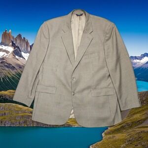 Brooks Brothers 346 Blazer‎ 46R Silk Wool Beige Houndstooth Vintage Old Money